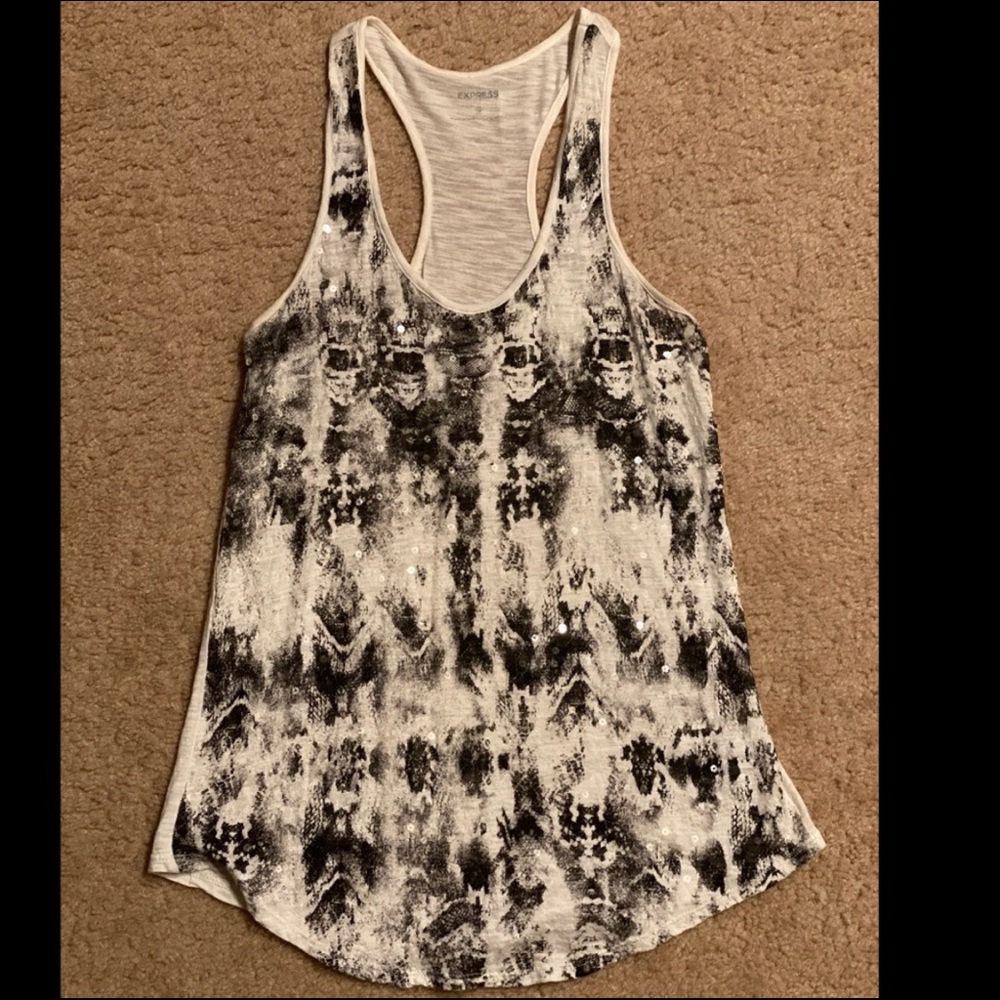 Express XS  Black & White Sequin Top 🖤✨